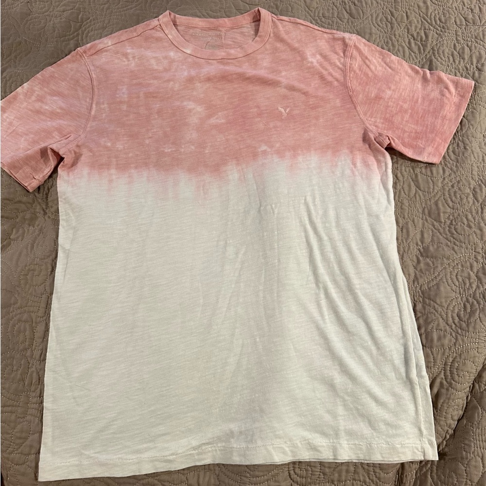 American Eagle Pink & White “dip” t-shirt, men’s size small